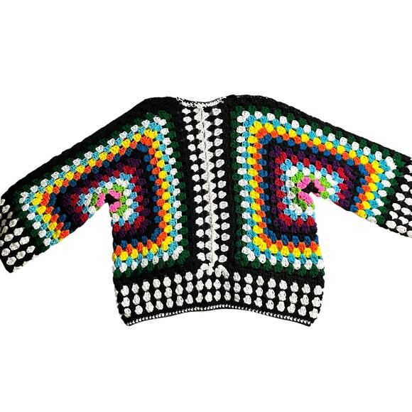 Handmade‎ Crochet Bright Vibrant Hexi Cardigan Boho Festival  Fits S to L (3003) - Picture 7 of 11